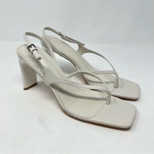 NEW Tony Bianco x Revolve Curtis Heeled Sandals Ivory Leather Thong Heels Size 8